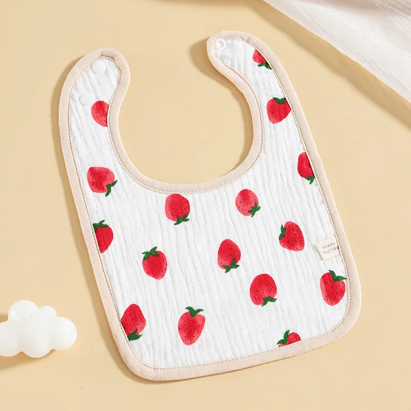 Pure cotton six-layer gauze baby U-shaped bib with waterproof backing, 23x33cm, in rainbow print