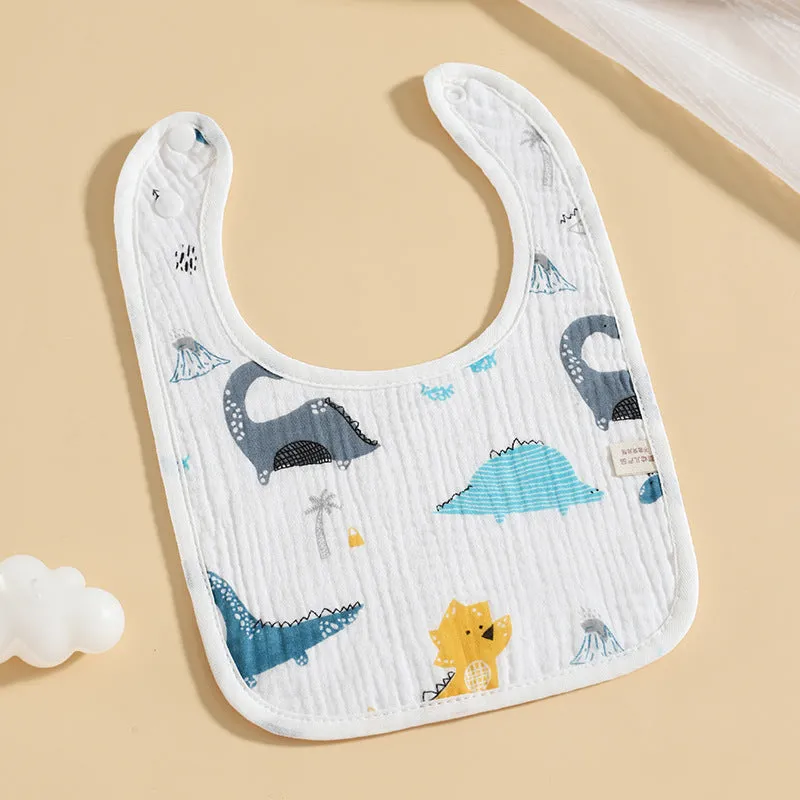 Pure cotton six-layer gauze baby U-shaped bib with waterproof backing, 23x33cm, in rainbow print