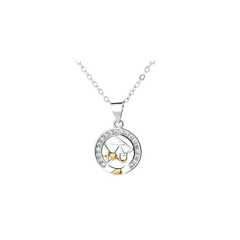 Copper sun moon couple necklace with electroplated finish and cross chain design