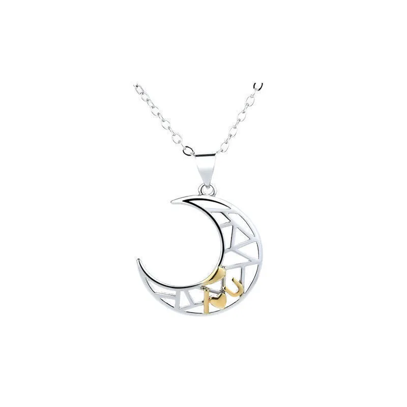 Copper sun moon couple necklace with electroplated finish and cross chain design