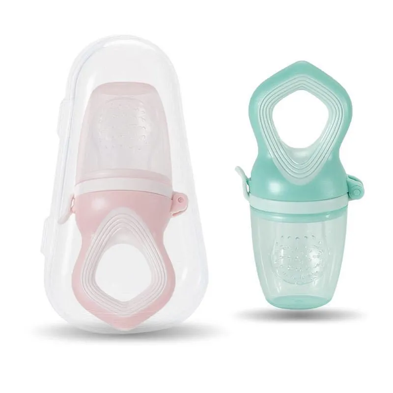 Silicone baby pacifier in light pink and light green, food grade PP and silicone, bisphenol A free
