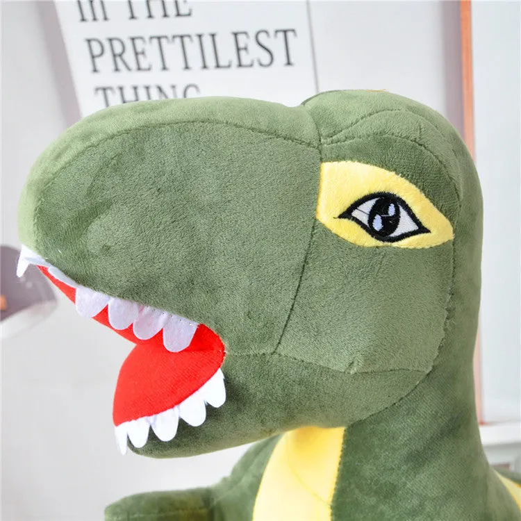 Green Tyrannosaurus dinosaur plush toy with reversible sequins and soft short plush material
