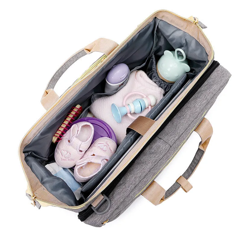 Oxford cloth portable folding crib mummy bag in green with carry handles