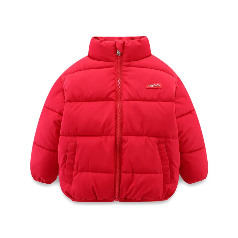 Childrens cotton zip-up top with stand collar, plain pattern, available in multiple colours and sizes 100cm to 140cm
