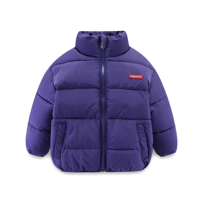 Childrens cotton zip-up top with stand collar, plain pattern, available in multiple colours and sizes 100cm to 140cm