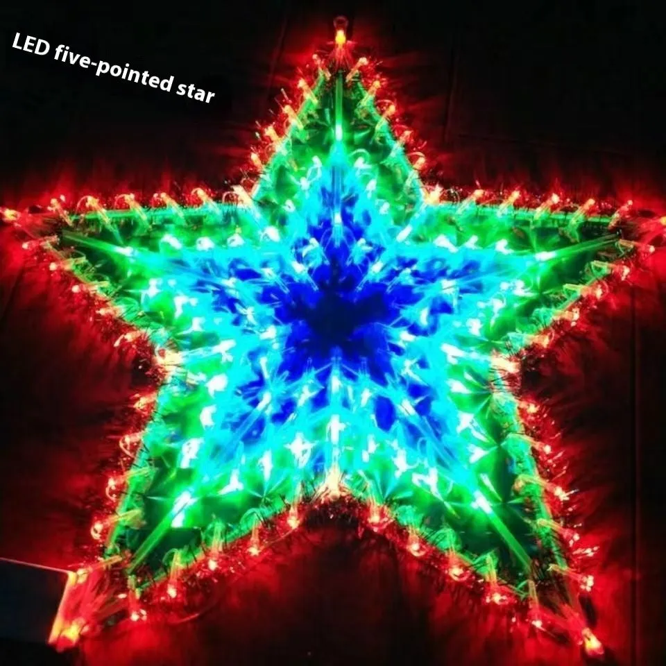 Christmas outdoor string lights with decorative shaped bulbs including peacock, heart, sunflower and star designs