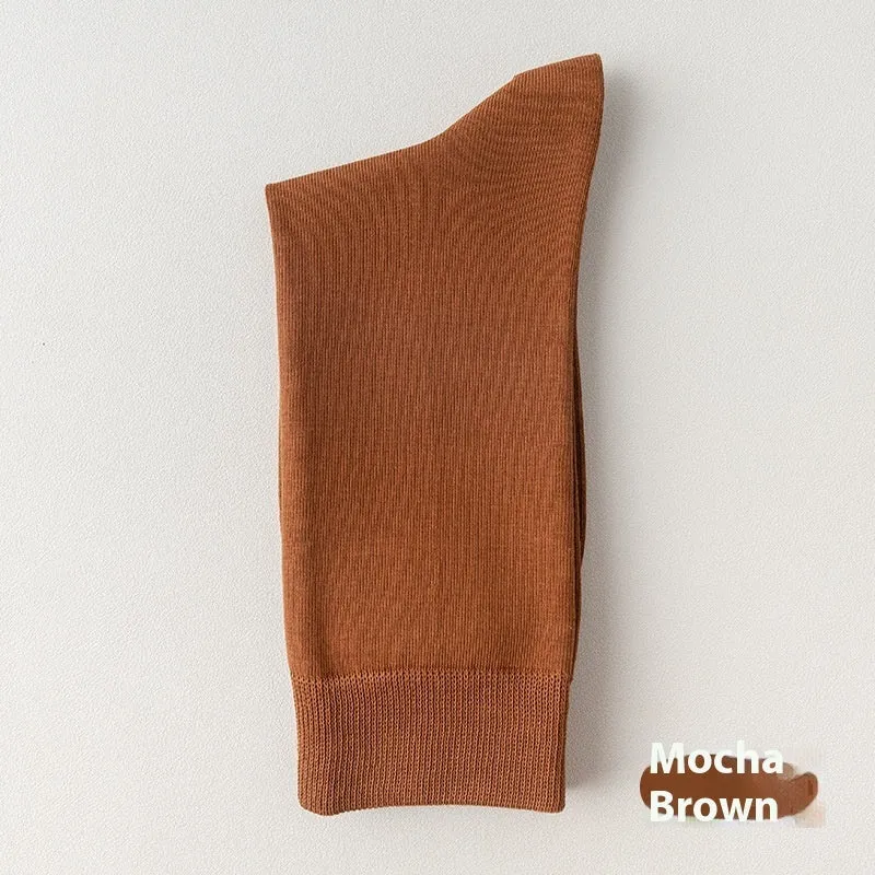 Mid-calf men's business socks in combed cotton available in twelve solid colours