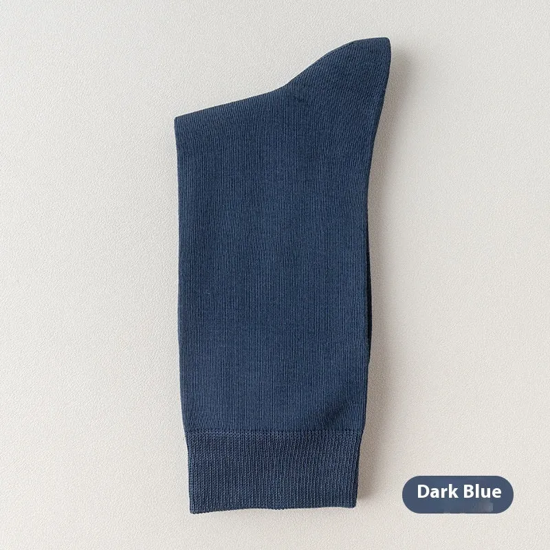 Mid-calf men's business socks in combed cotton available in twelve solid colours