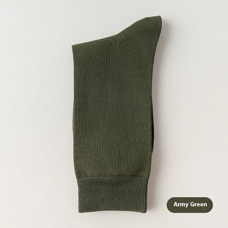 Mid-calf men's business socks in combed cotton available in twelve solid colours