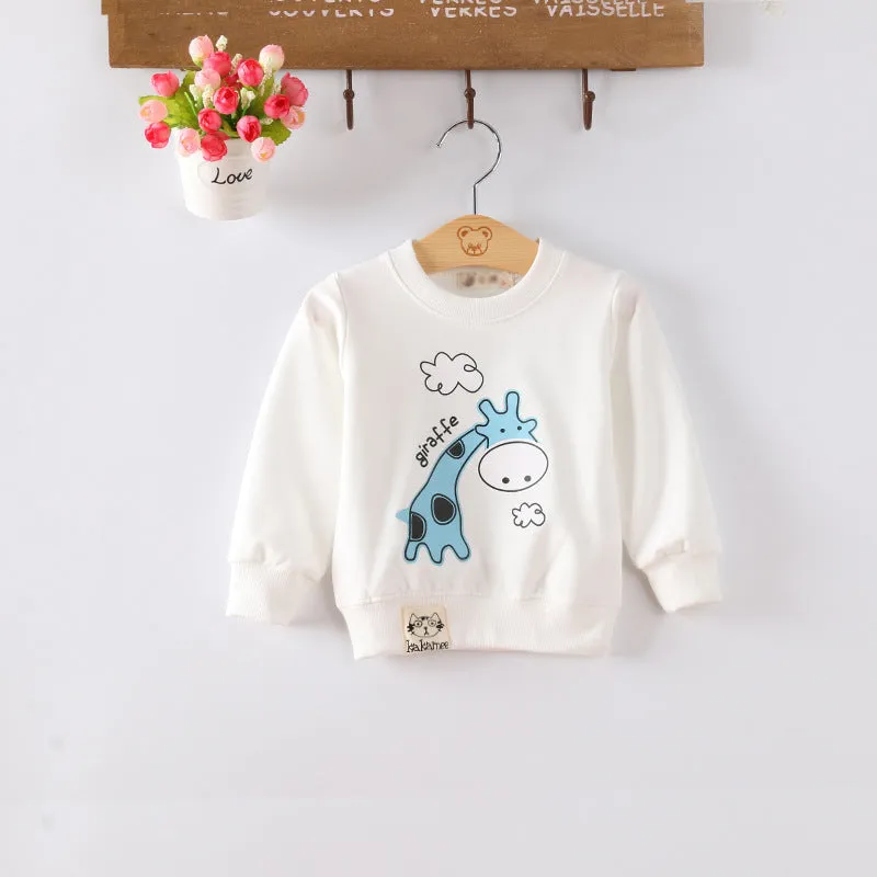 Baby girl cotton sweater with cartoon pattern, long sleeve pullover, 80% cotton, soft-treatment finish