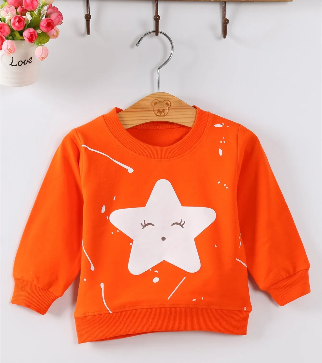 Baby girl cotton sweater with cartoon pattern, long sleeve pullover, 80% cotton, soft-treatment finish