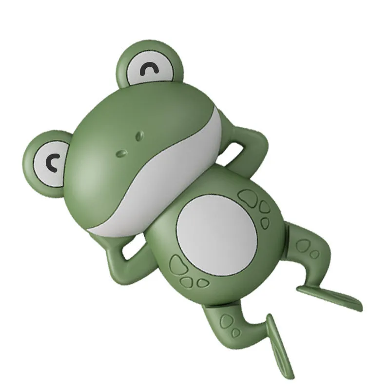 Little Frog clockwork floating bath toy in Coral Red on water surface