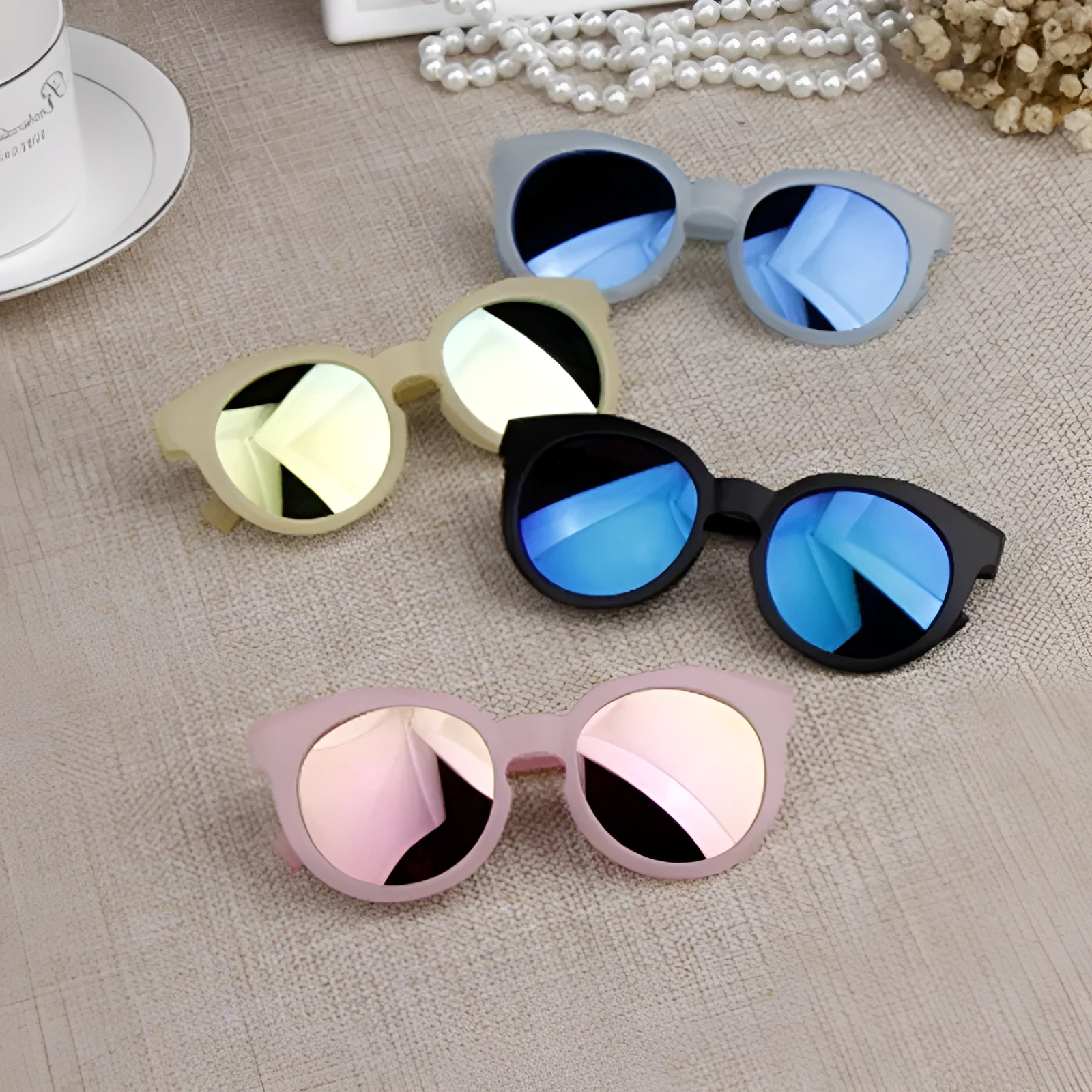 Children's black round fashion sunglasses with colour lens options for baby girl boy