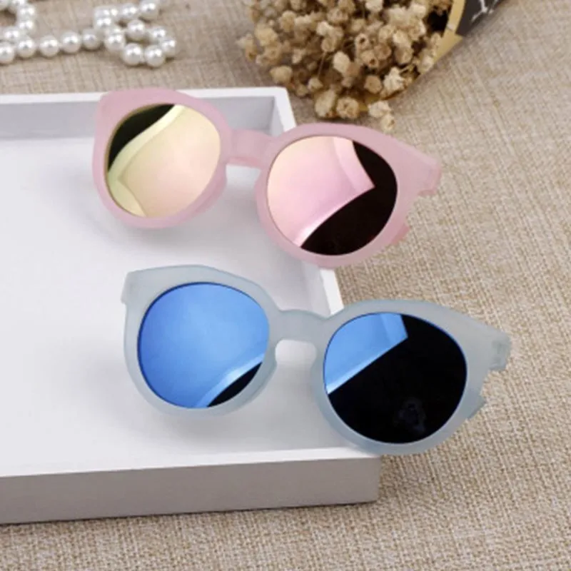 Children's black round fashion sunglasses with colour lens options for baby girl boy