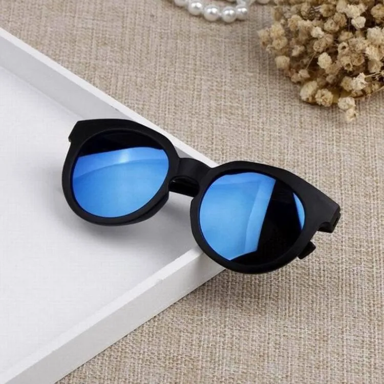Children's black round fashion sunglasses with colour lens options for baby girl boy