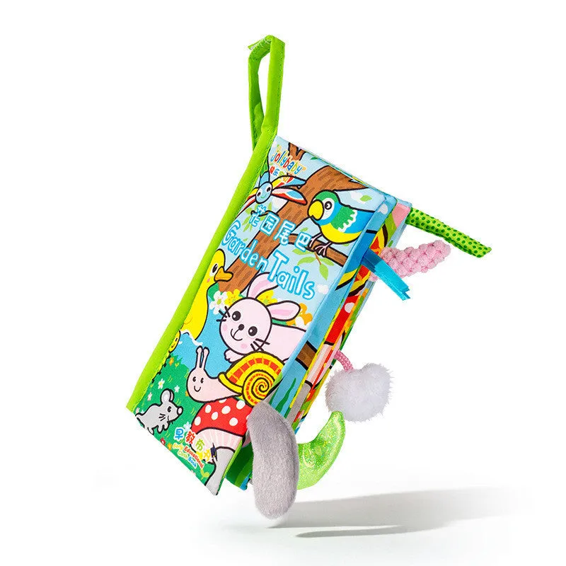 Soft fabric baby educational toy book with bright animal illustrations, 16x15 cm, non-toxic material