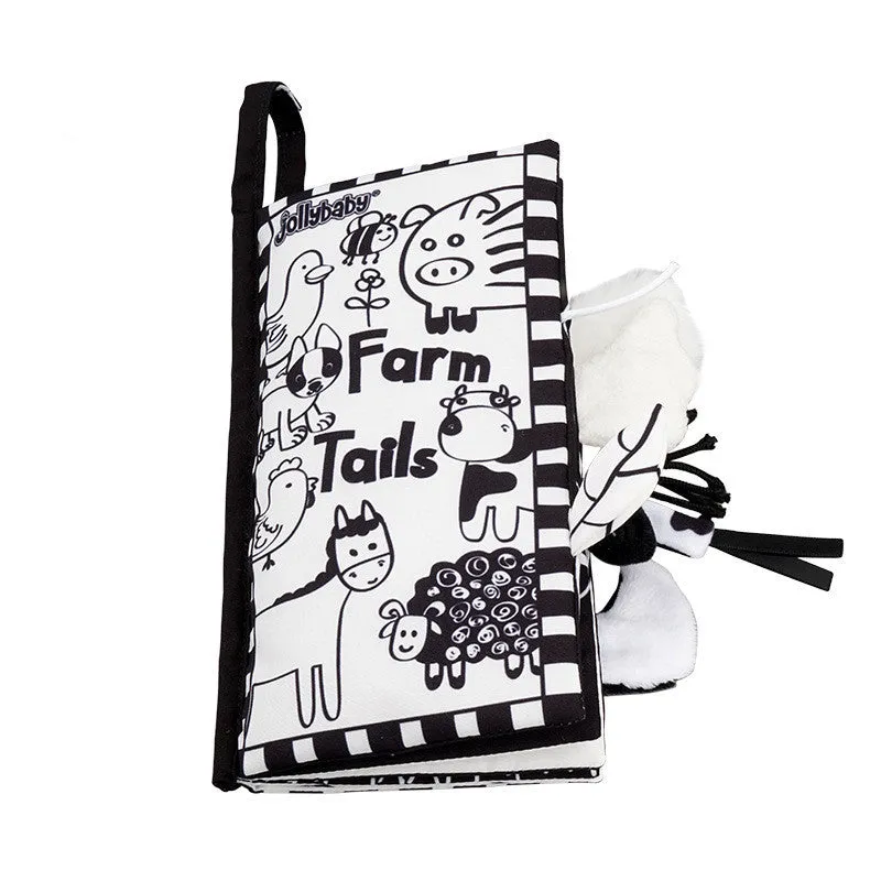 Soft fabric baby educational toy book with bright animal illustrations, 16x15 cm, non-toxic material