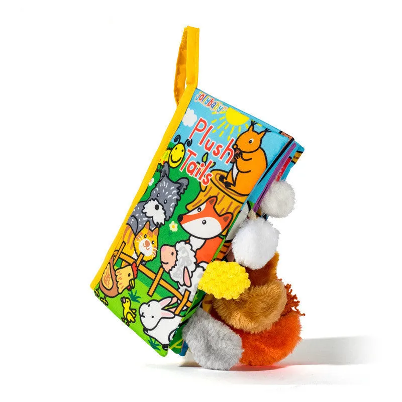 Soft fabric baby educational toy book with bright animal illustrations, 16x15 cm, non-toxic material