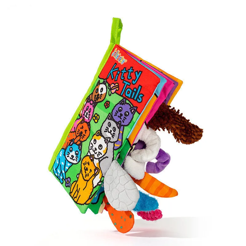 Soft fabric baby educational toy book with bright animal illustrations, 16x15 cm, non-toxic material