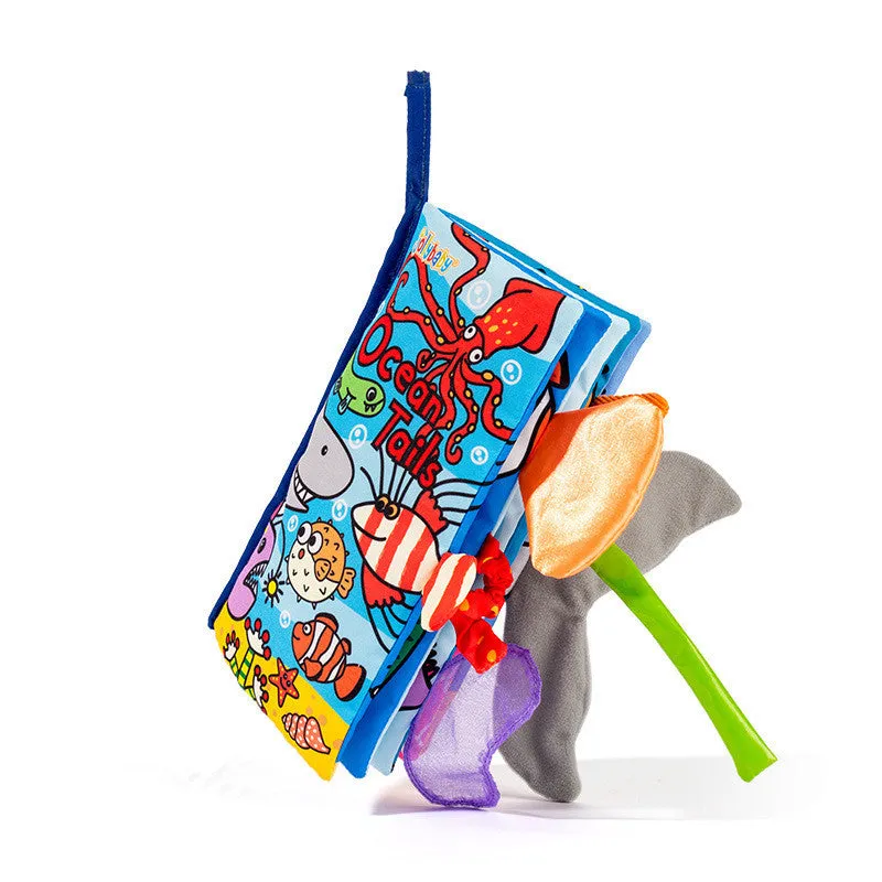 Soft fabric baby educational toy book with bright animal illustrations, 16x15 cm, non-toxic material
