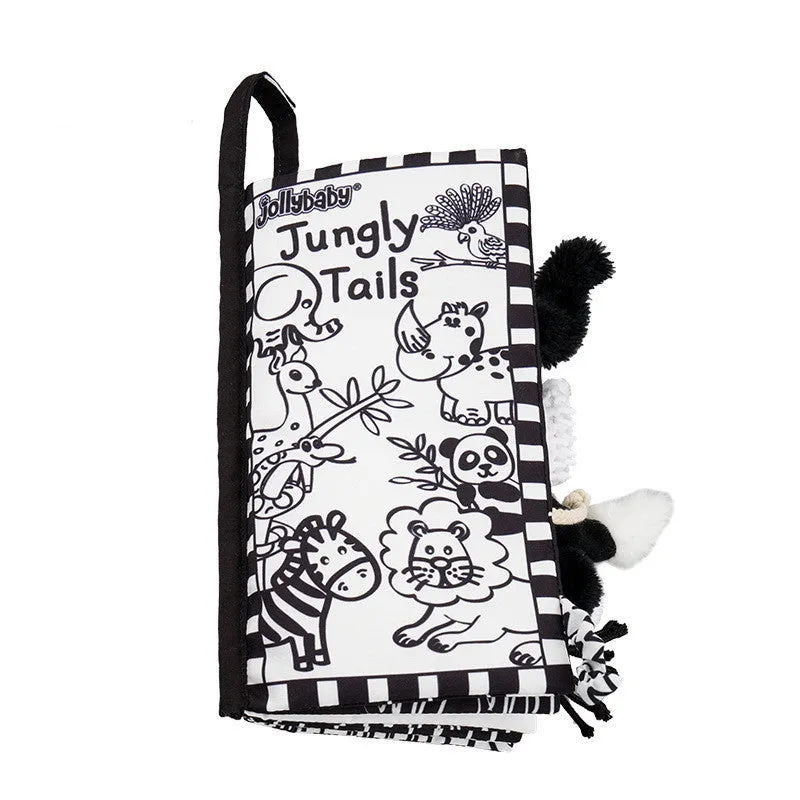 Soft fabric baby educational toy book with bright animal illustrations, 16x15 cm, non-toxic material