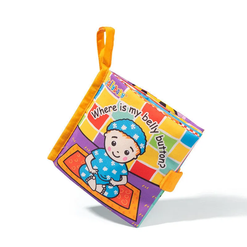 Soft fabric baby educational toy book with bright animal illustrations, 16x15 cm, non-toxic material
