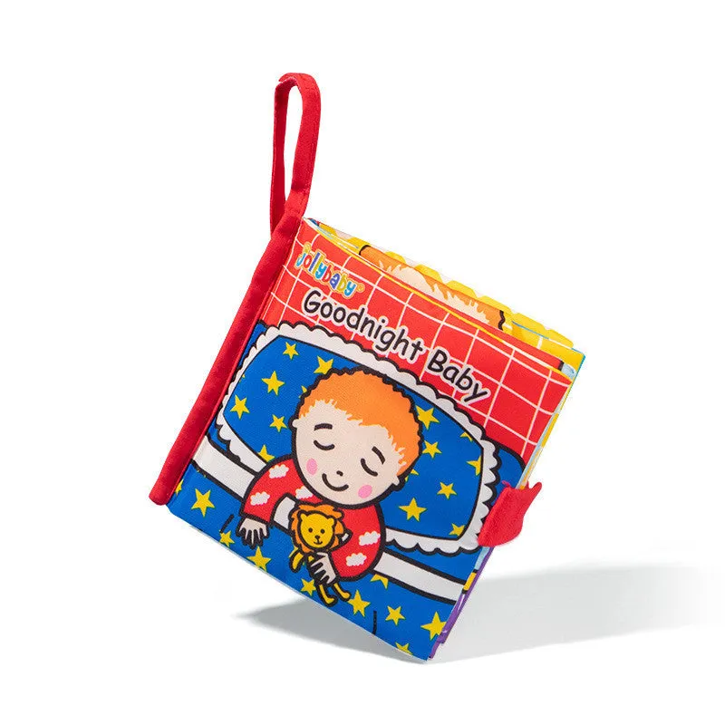 Soft fabric baby educational toy book with bright animal illustrations, 16x15 cm, non-toxic material