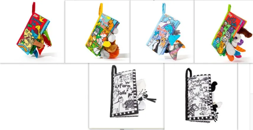 Soft fabric baby educational toy book with bright animal illustrations, 16x15 cm, non-toxic material
