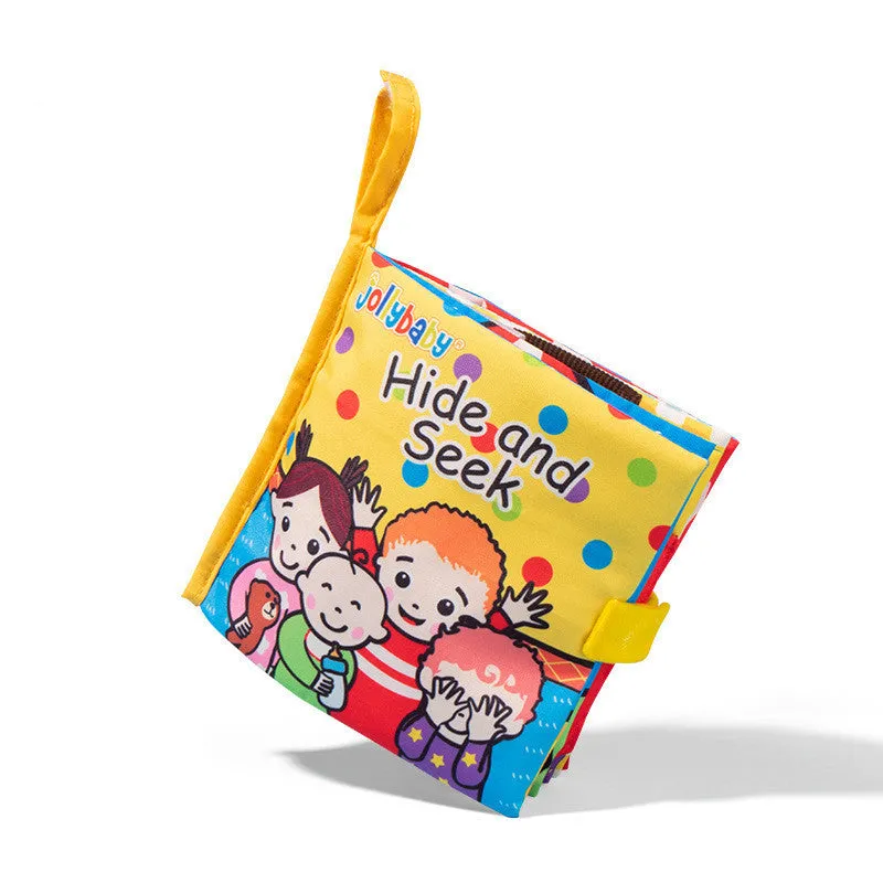 Soft fabric baby educational toy book with bright animal illustrations, 16x15 cm, non-toxic material