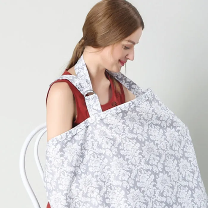 Grey breastfeeding cover with stiff frame made from breathable baby safety cotton