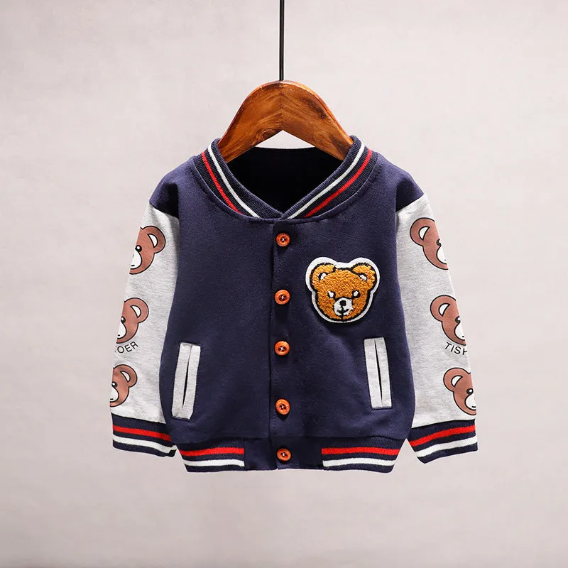 Boys thin cotton long sleeve jacket in grey, suitable for heights 80-120cm, lightweight outerwear for spring and autumn