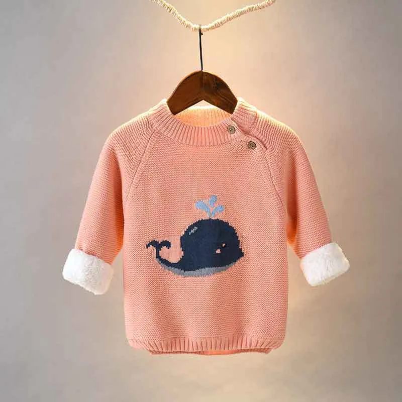 Baby plush warm cotton pullover long sleeve round neck top in chocolate colour