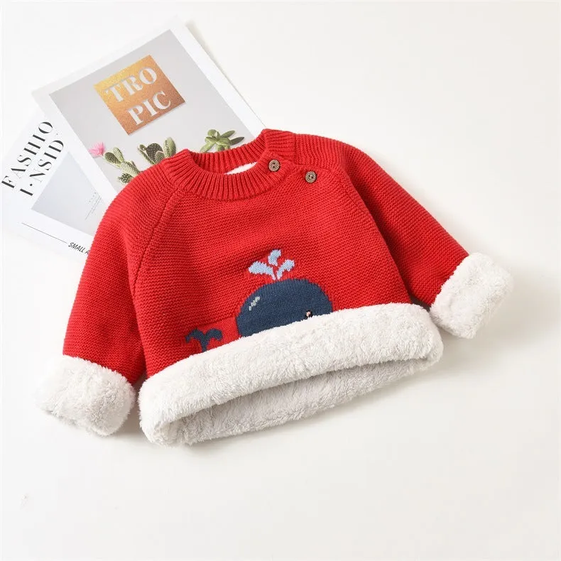 Baby plush warm cotton pullover long sleeve round neck top in chocolate colour