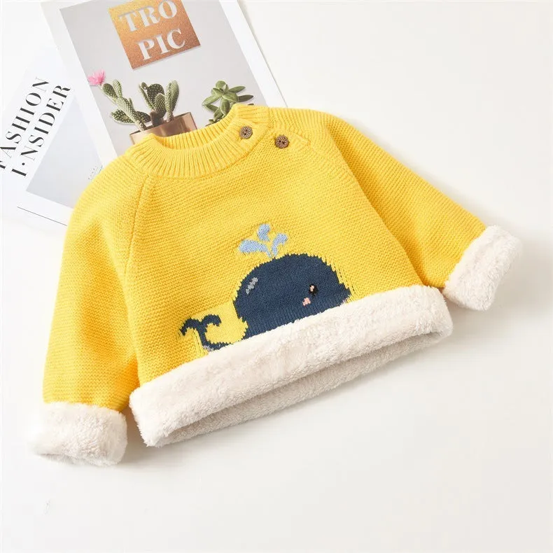 Baby plush warm cotton pullover long sleeve round neck top in chocolate colour