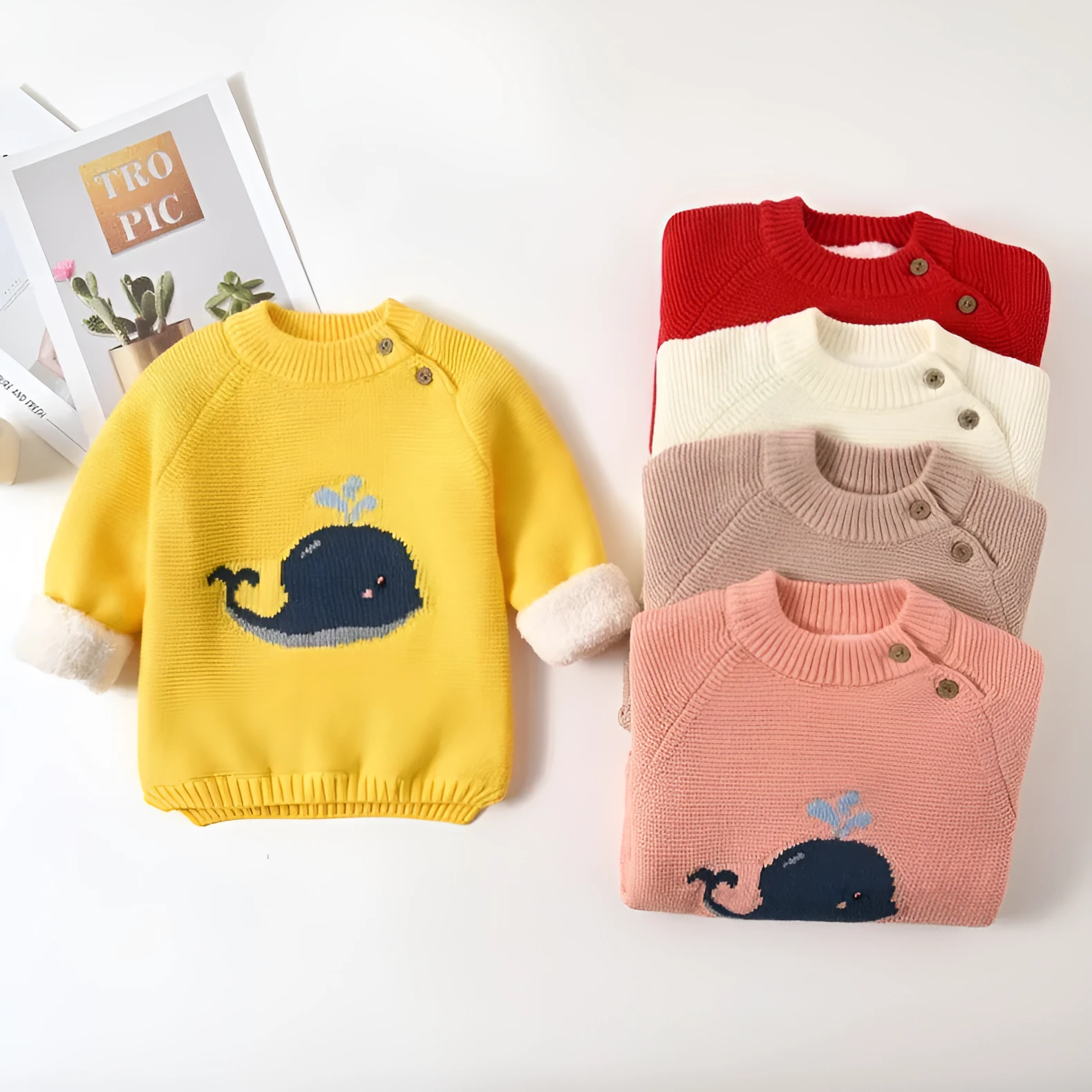 Baby plush warm cotton pullover long sleeve round neck top in chocolate colour