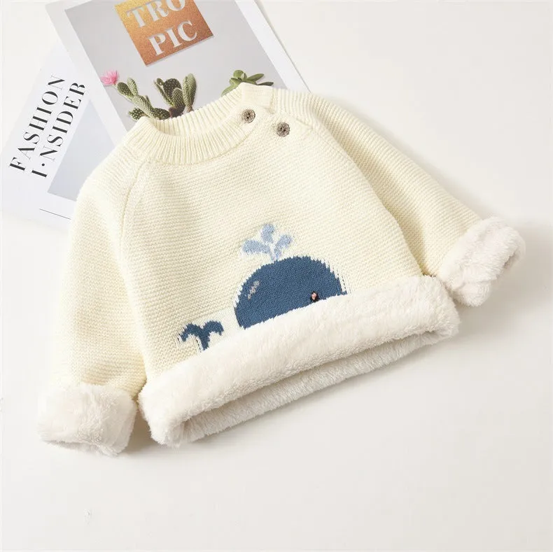 Baby plush warm cotton pullover long sleeve round neck top in chocolate colour
