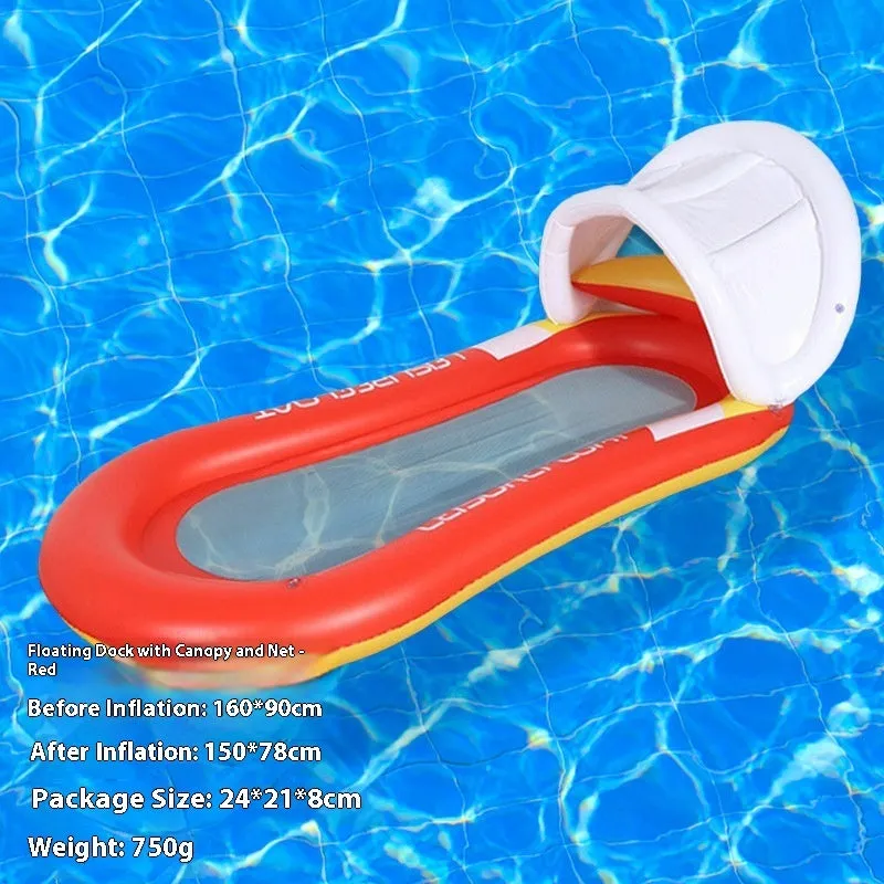 Inflatable floating row pool lounger in thick PVC showing gradient colour and sequinned design options.