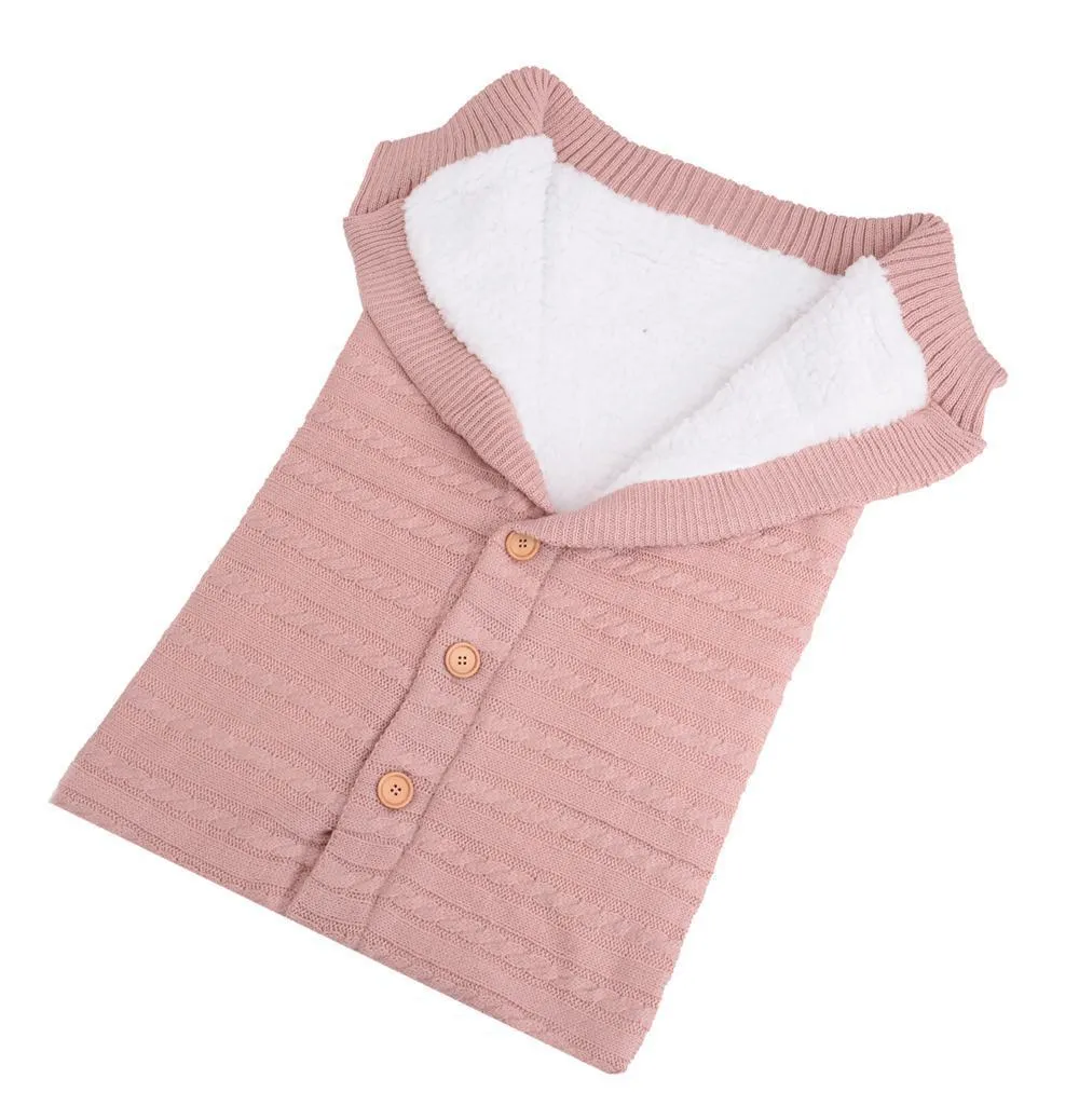 Baby sleeping bag in beige with pram handrail set and matching gloves