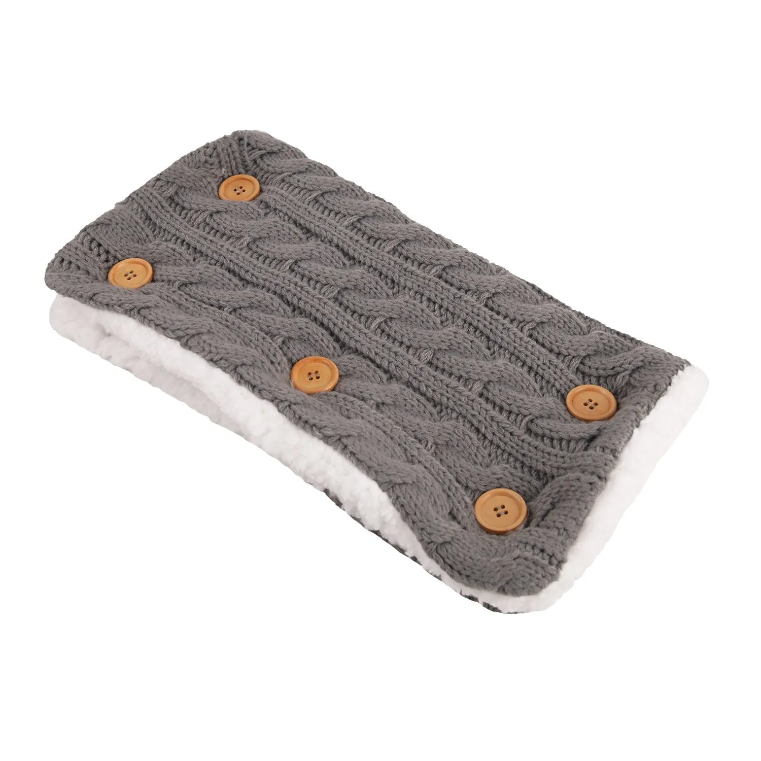 Baby sleeping bag in beige with pram handrail set and matching gloves