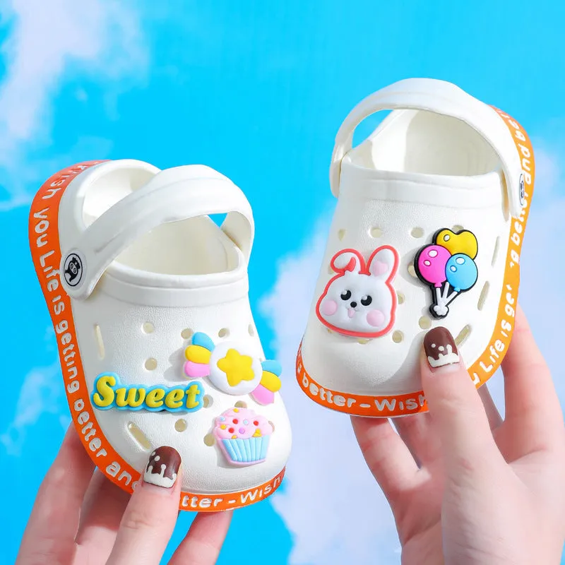 Kids cartoon cave hole sandals in pink, EVA upper, size 18-35 inner length 12cm-20.5cm
