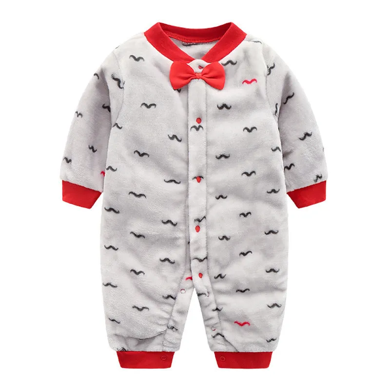 Baby warm jumpsuit made of 100% polyester in grey beard colour, long sleeves, size 6 months