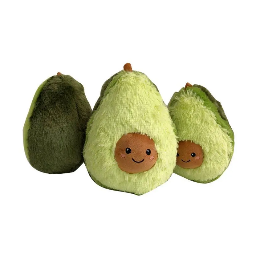 Soft green avocado plush toy pillow with cartoon face, PP cotton filling, 20cm to 60cm sizes
