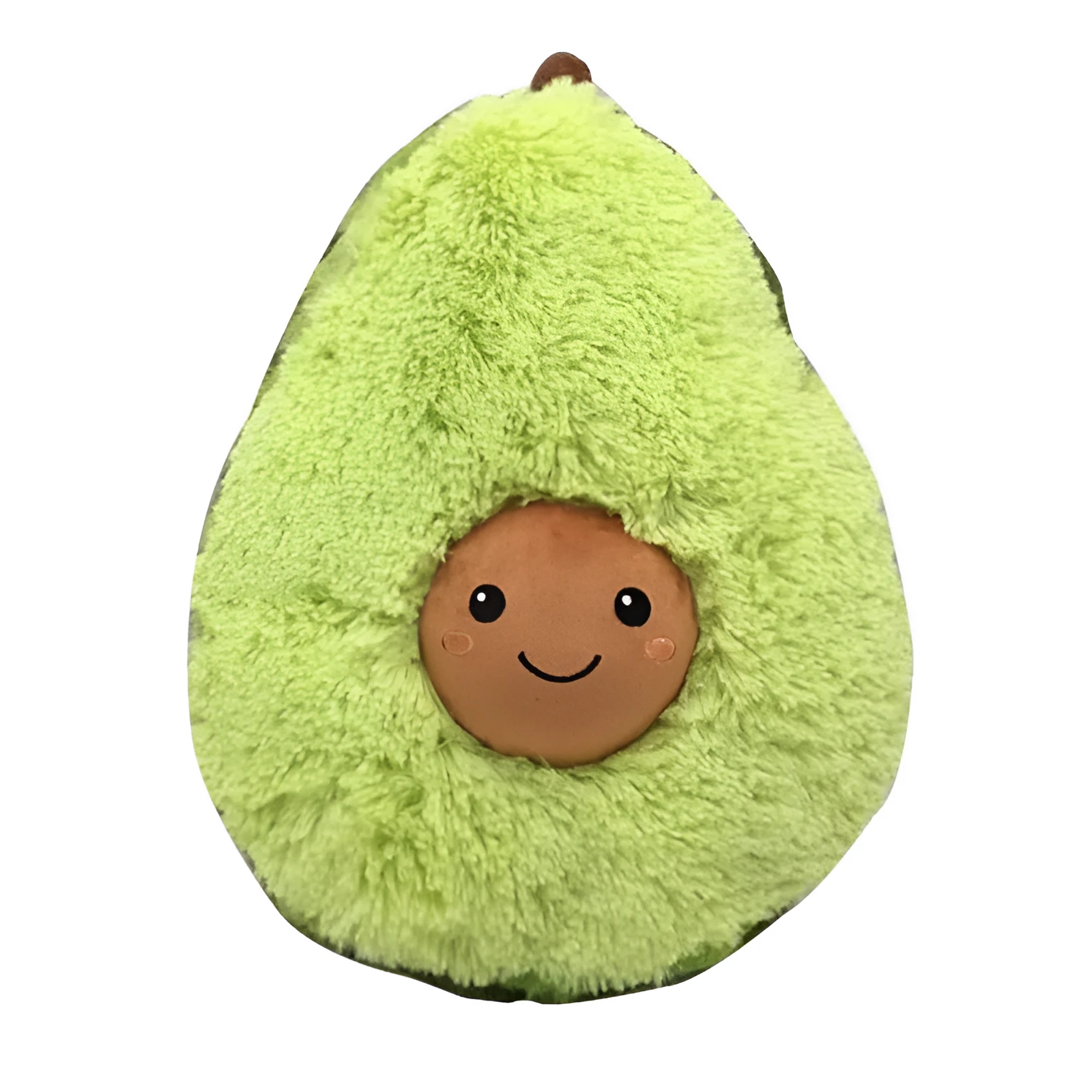 Soft green avocado plush toy pillow with cartoon face, PP cotton filling, 20cm to 60cm sizes