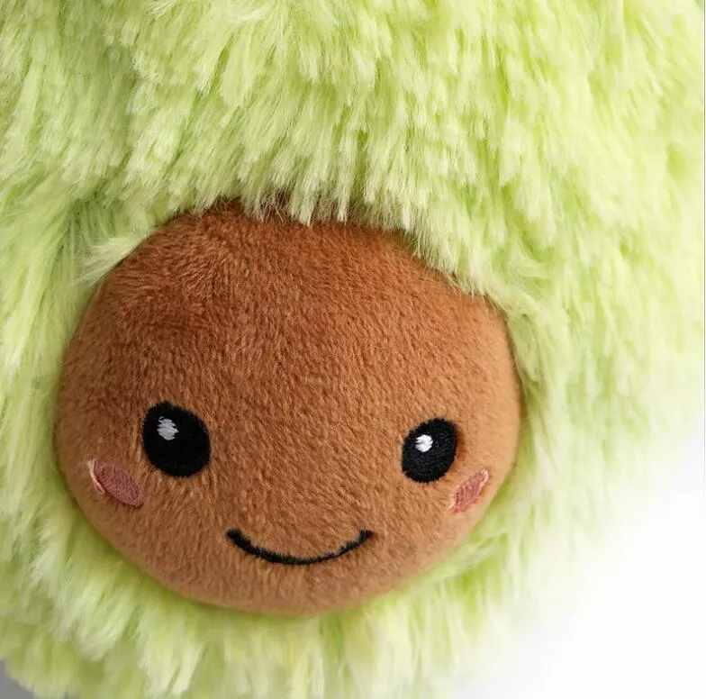 Soft green avocado plush toy pillow with cartoon face, PP cotton filling, 20cm to 60cm sizes