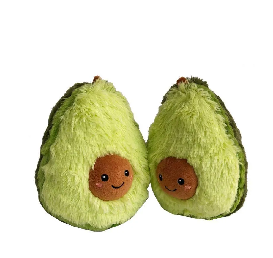 Soft green avocado plush toy pillow with cartoon face, PP cotton filling, 20cm to 60cm sizes