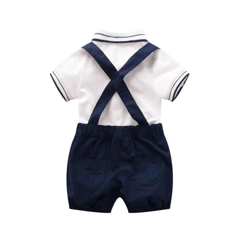 Baby gentleman's bodysuit short sleeve neutral unisex top in colour as shown for spring summer