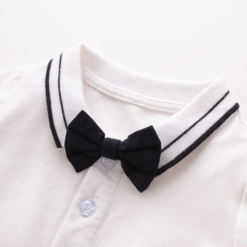 Baby gentleman's bodysuit short sleeve neutral unisex top in colour as shown for spring summer