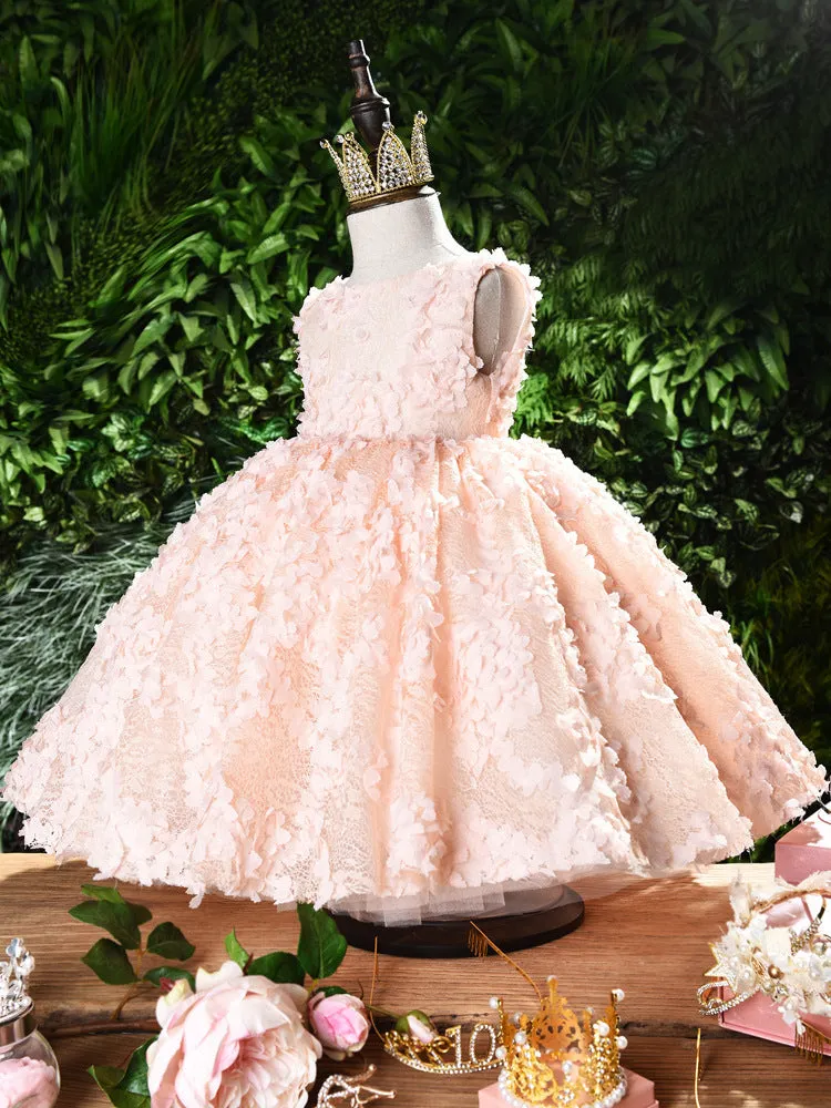 Pink cotton baby dress for one year old girl with size options 100cm to 170cm