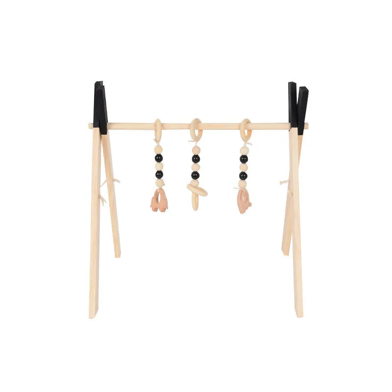 Wooden baby infant fitness frame decorative toy polished wood 47.5cm height multi-colour