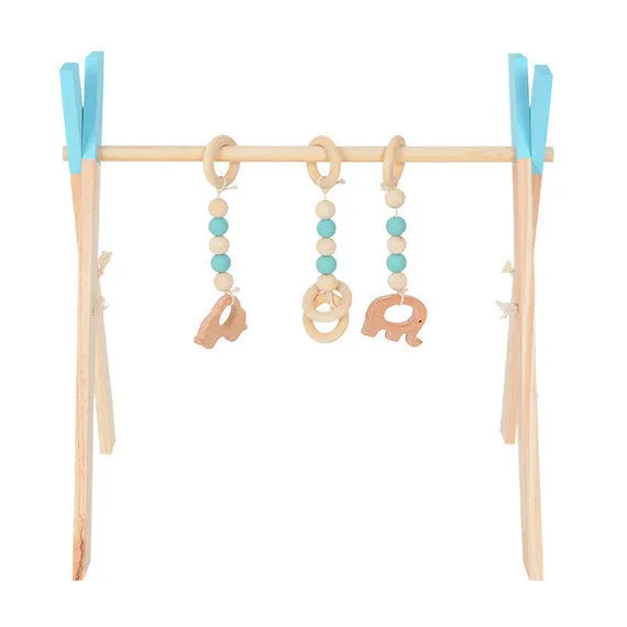 Wooden baby infant fitness frame decorative toy polished wood 47.5cm height multi-colour